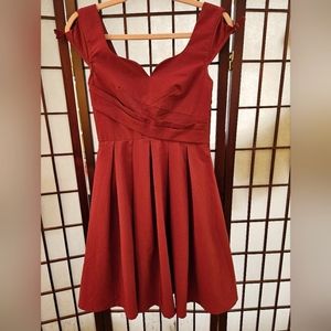 Red Party Dress with Organza Underskirt